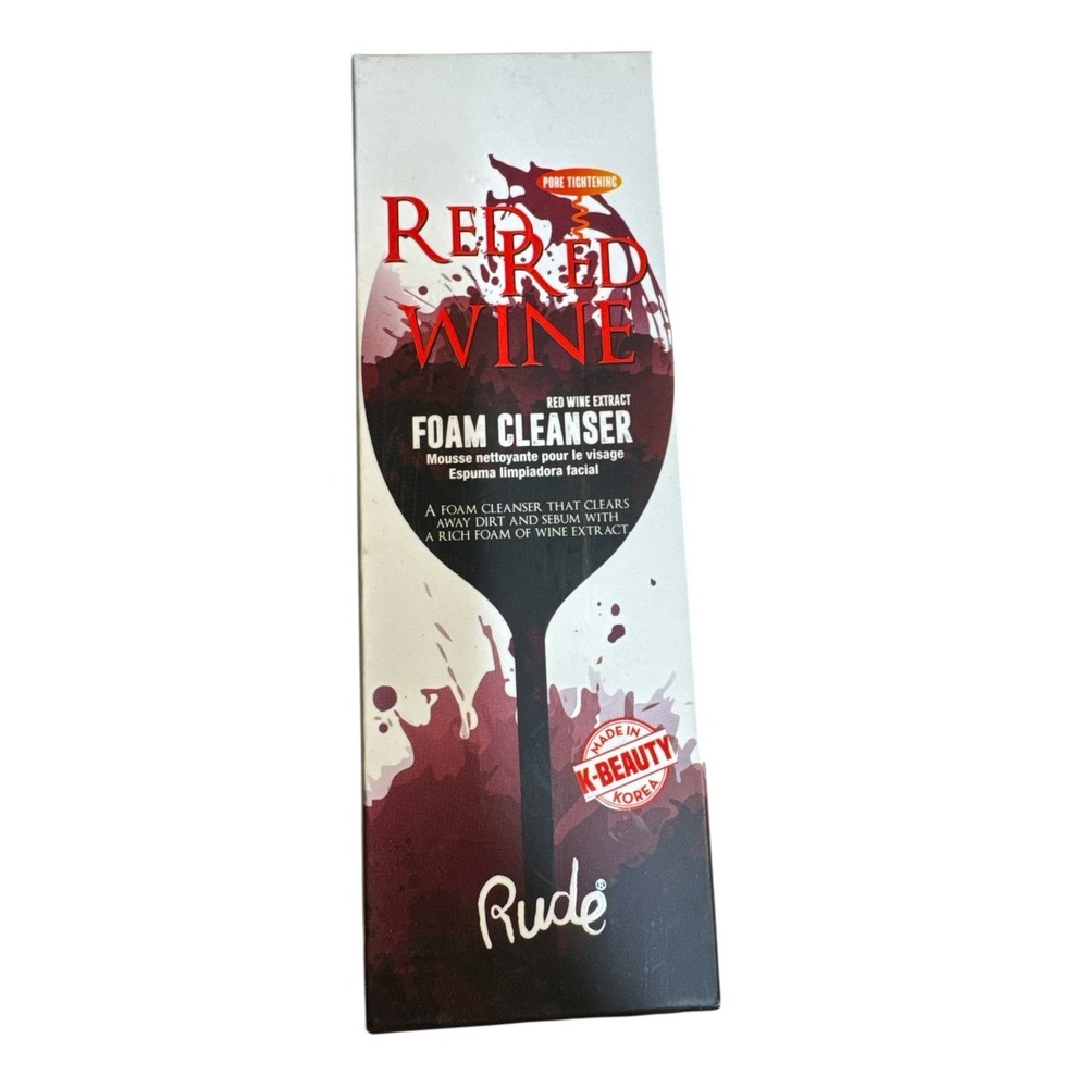 Rude Cosmetics Red Wine Foam Deep Cleanser K-Beauty‎ Pore Tightening Face Wash